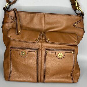 STONE MOUNTAIN SOFT PEBBLE RICH BROWN LEATHER CROSSBODY/SHOULDER BRASS HARDWARE